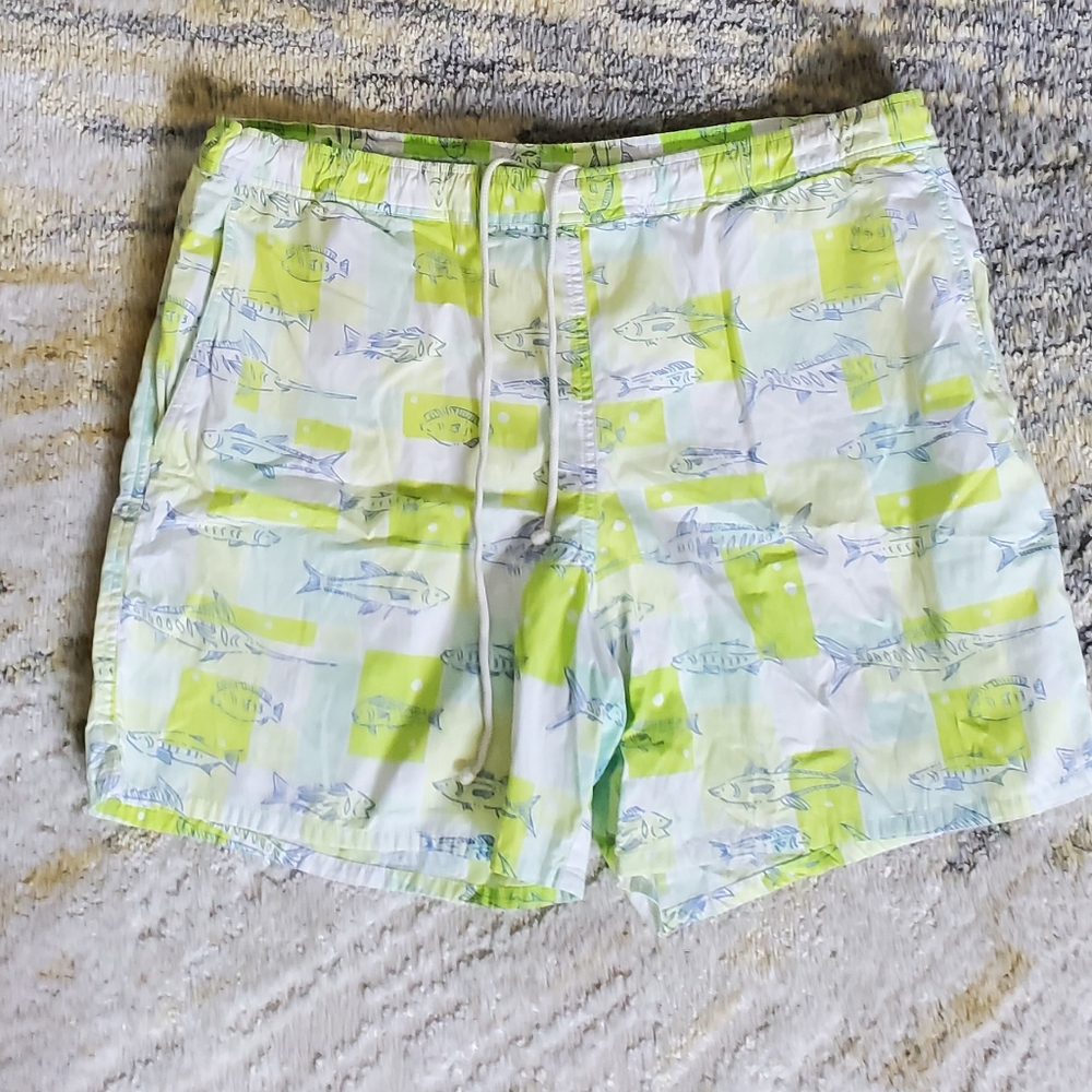 Lilly Pulitzer Green and White Swim Trunks